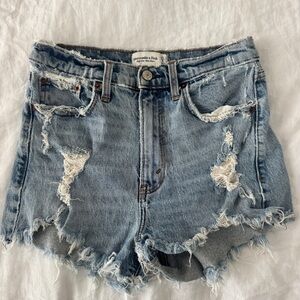 Abercrombie & Fitch Women's Distressed Denim Shorts - Blue